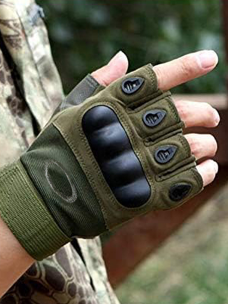 دستکش نیم انگشتی موتورسواری مدل زیتونی