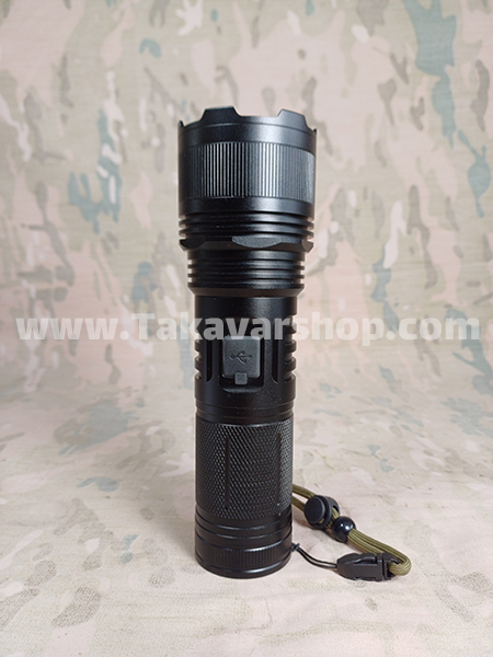 چراغ قوه شارژی پر قدرت 5 حالته زوم دار چراغ قوه شارژی پر قدرت 5 حالته زوم دار