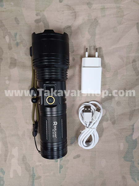 چراغ قوه شارژی پر قدرت 5 حالته زوم دار چراغ قوه شارژی پر قدرت 5 حالته زوم دار